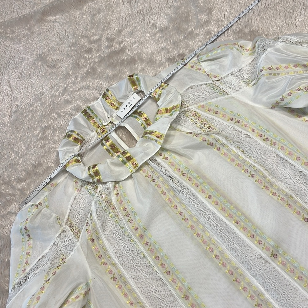 SANDRO Paris Striped Mock Neck Blouse - Picture 14 of 16